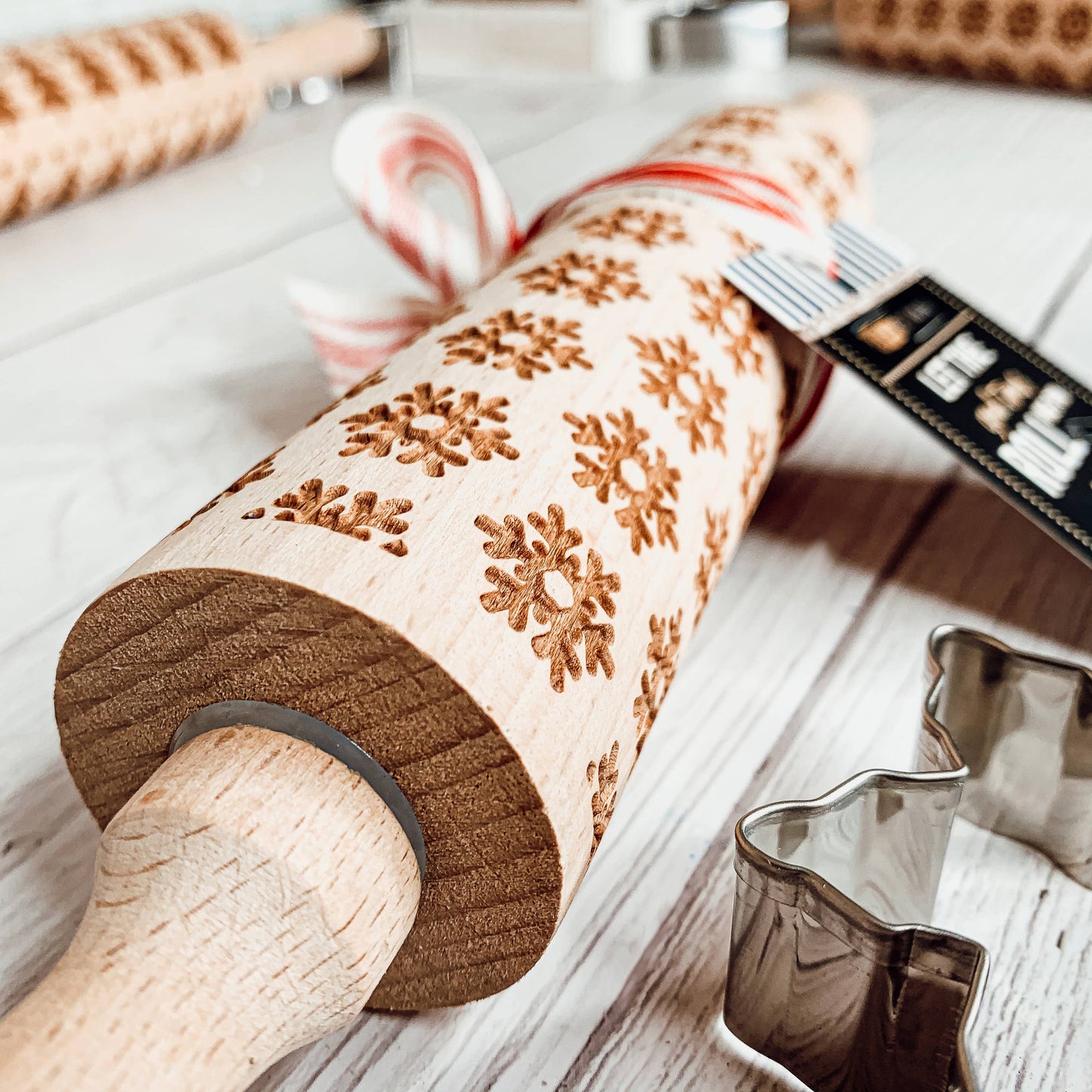 Wood Rolling Pin & Cookie Cutter Gift Set