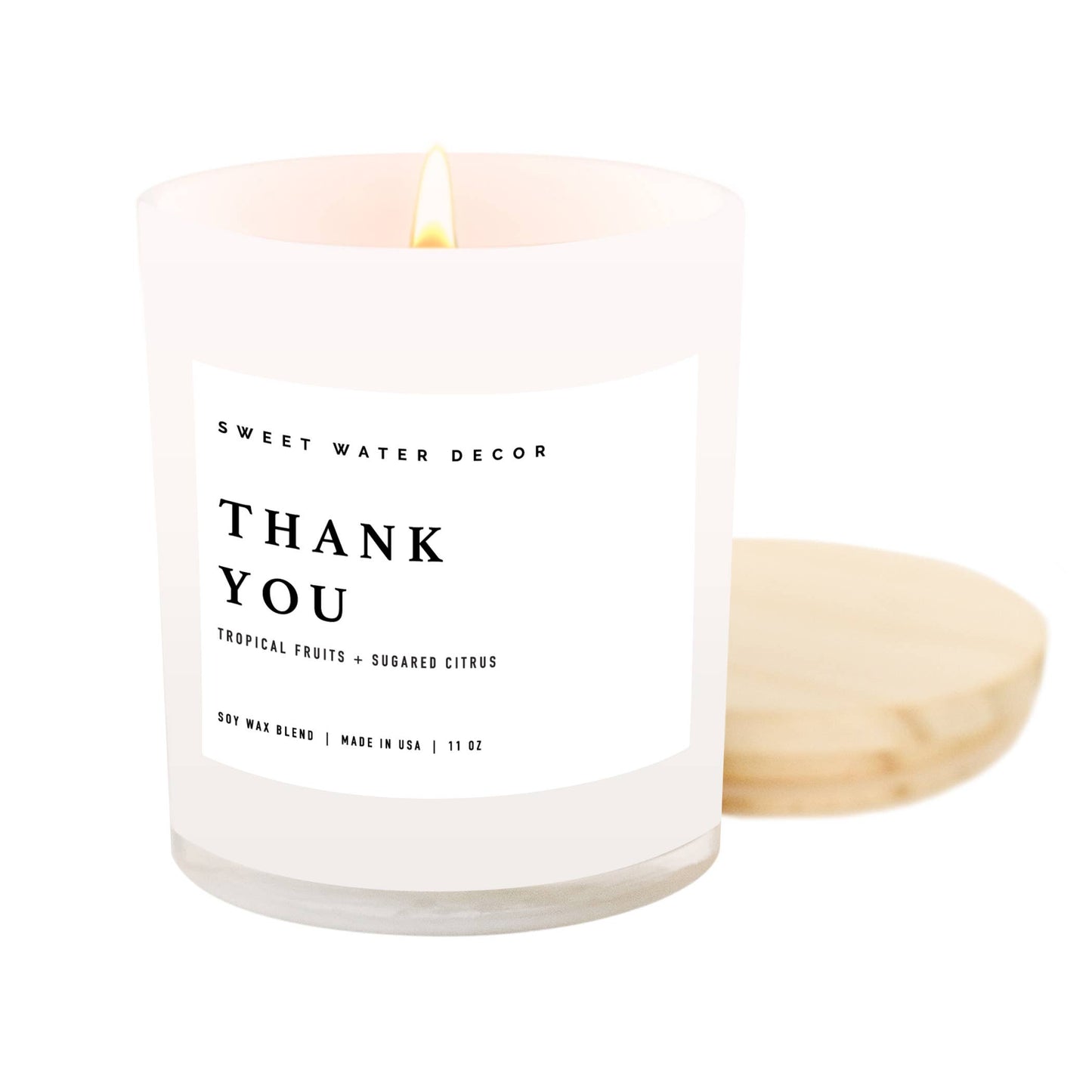 Thank You Soy Candle | White Jar Candle+Wood Lid
