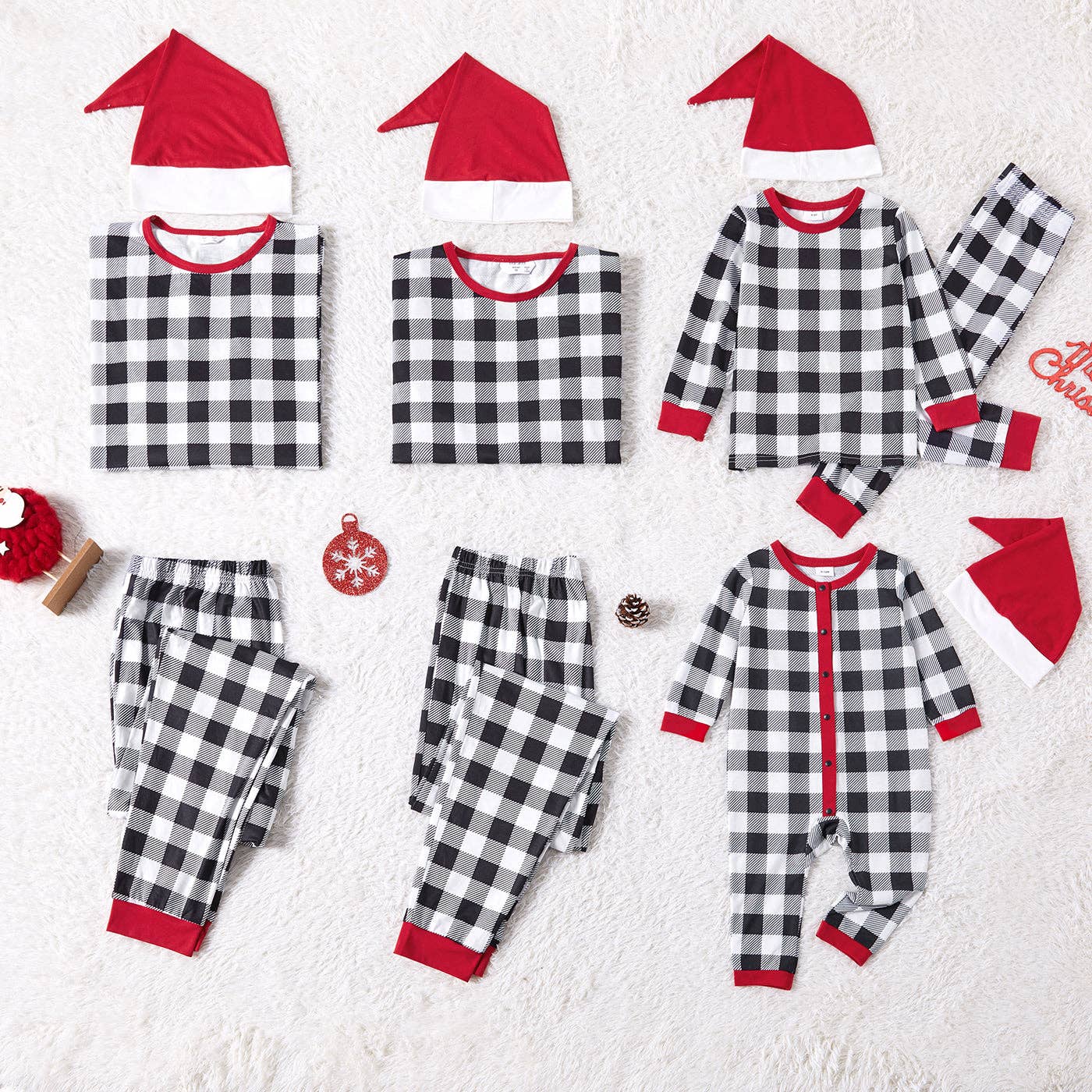 Christmas Black Plaid Pajama Set - Adult