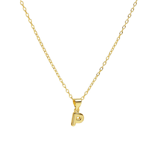 Initial Mini Balloon Bubble 18K Gold Necklace: P