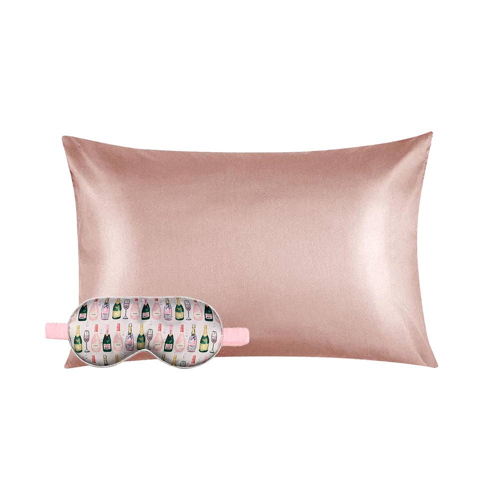 Champagne Eye Mask & Blush Pillowcase Set
