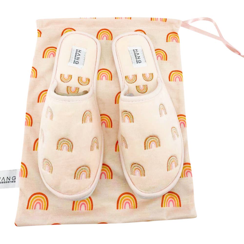 Rainbow Foldable Slippers & Pouch Set