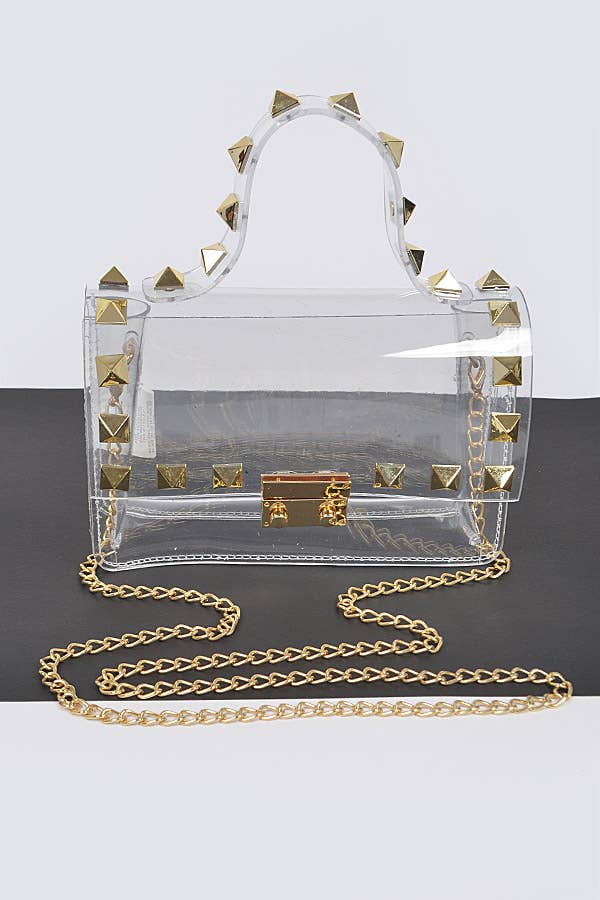 Studded Clear Bag - Gold