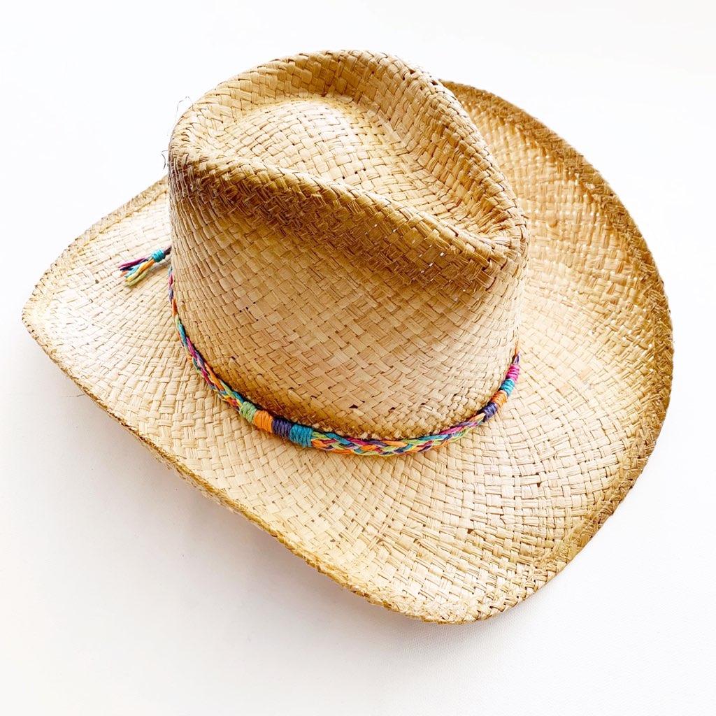 Raffia Rainbow Braid Cowgirl Hat