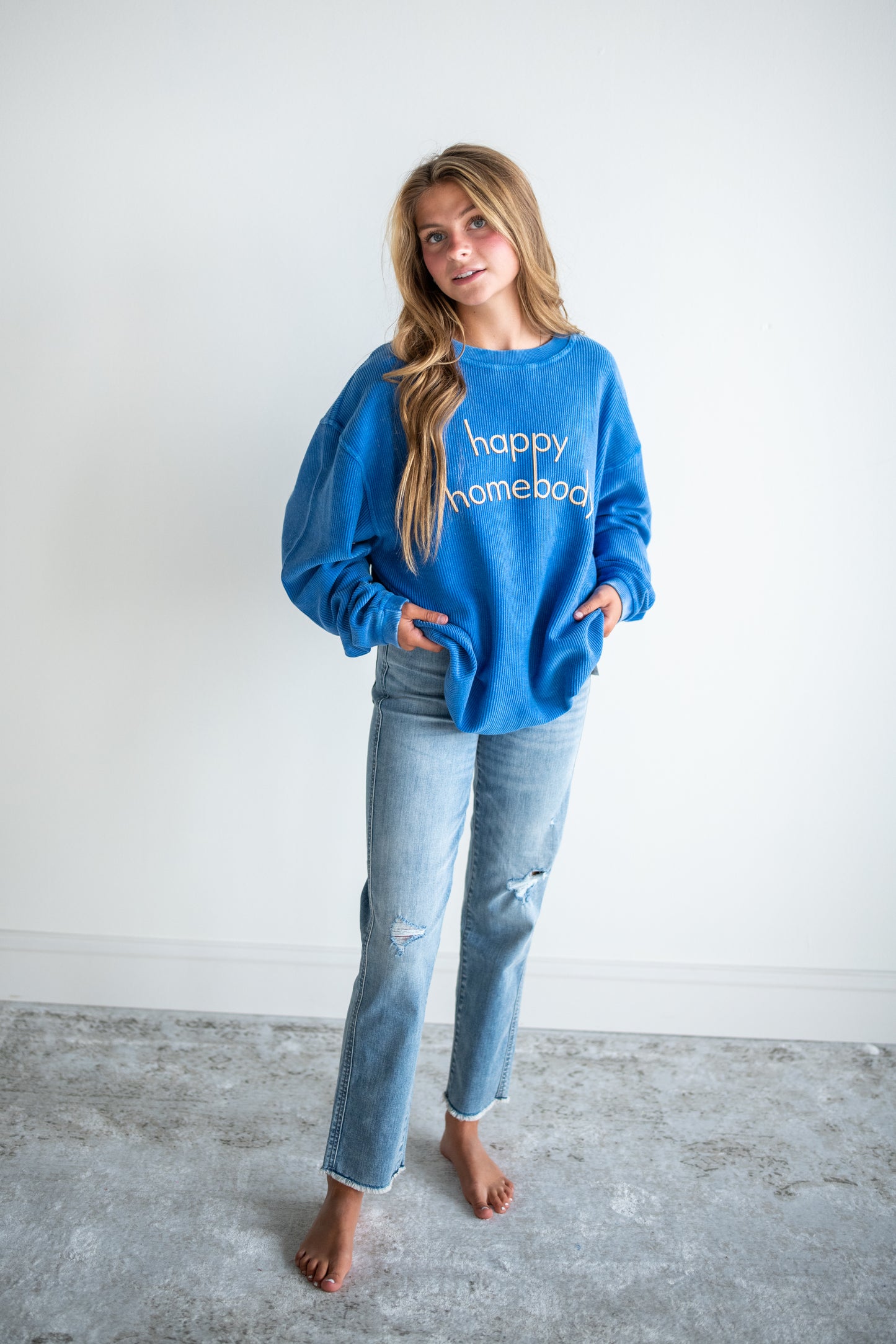 Happy Homebody Ribbed Sweater - Blue