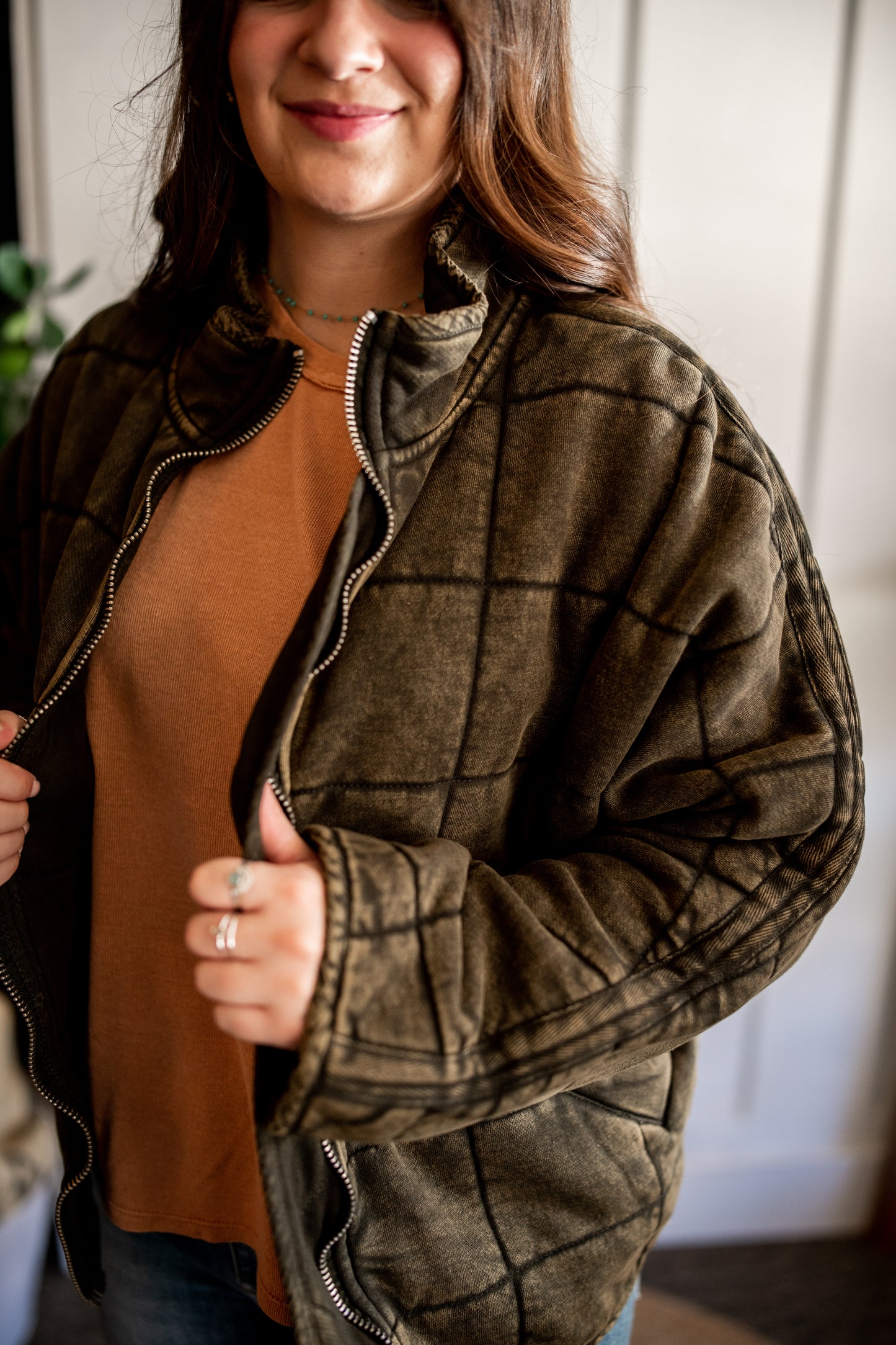 Dolman Quilted Jacket - Dusted Military