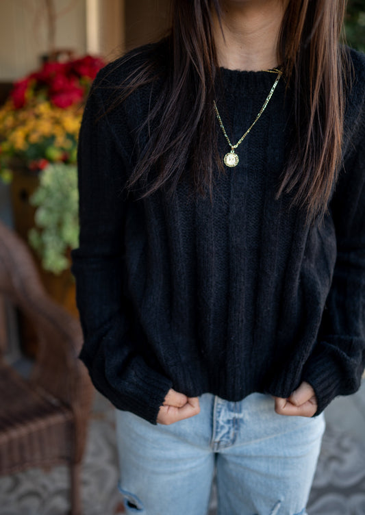 Beverly Rib Sweater-Black