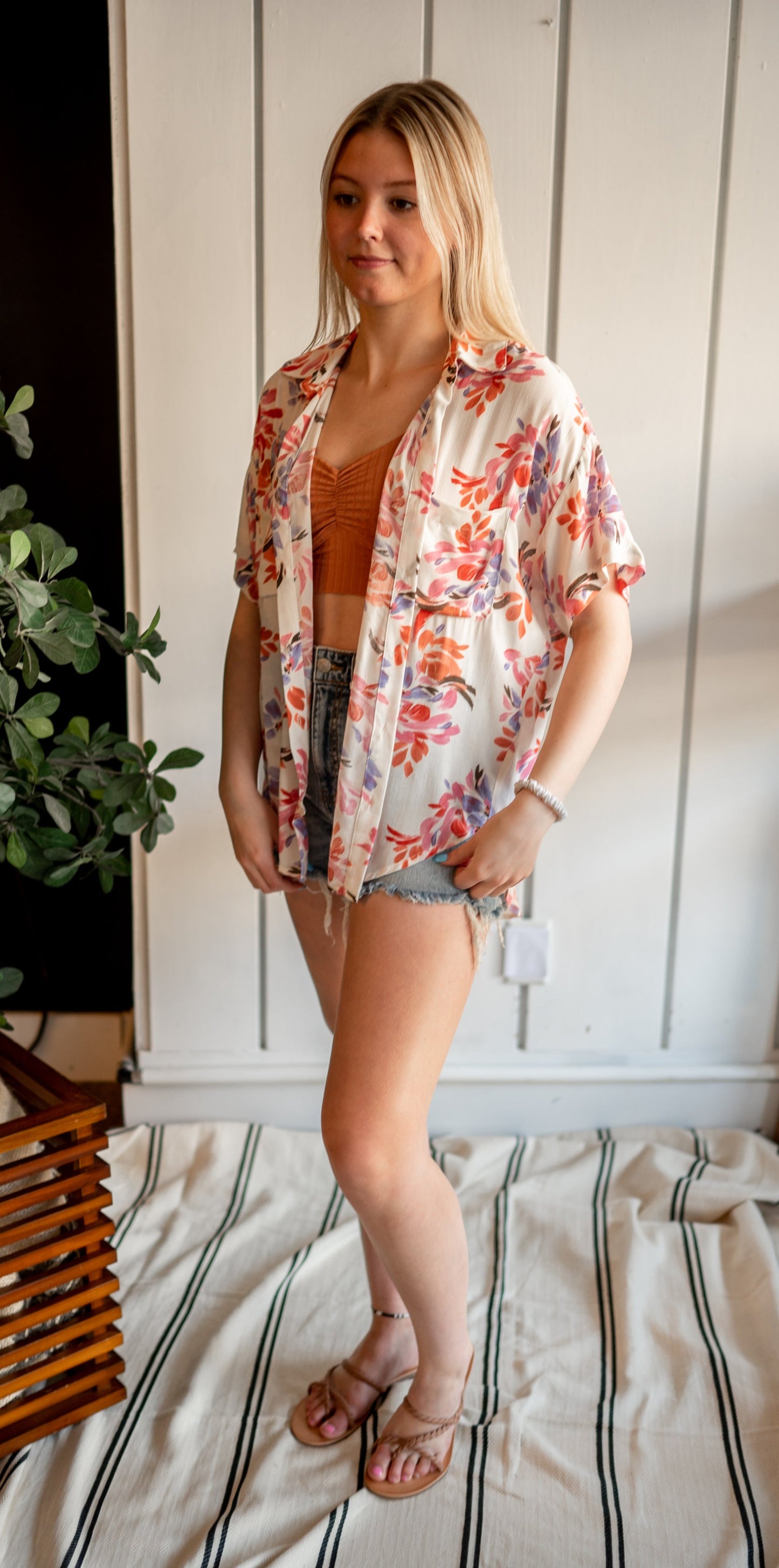 Clearwater Floral Shirt - White Sand
