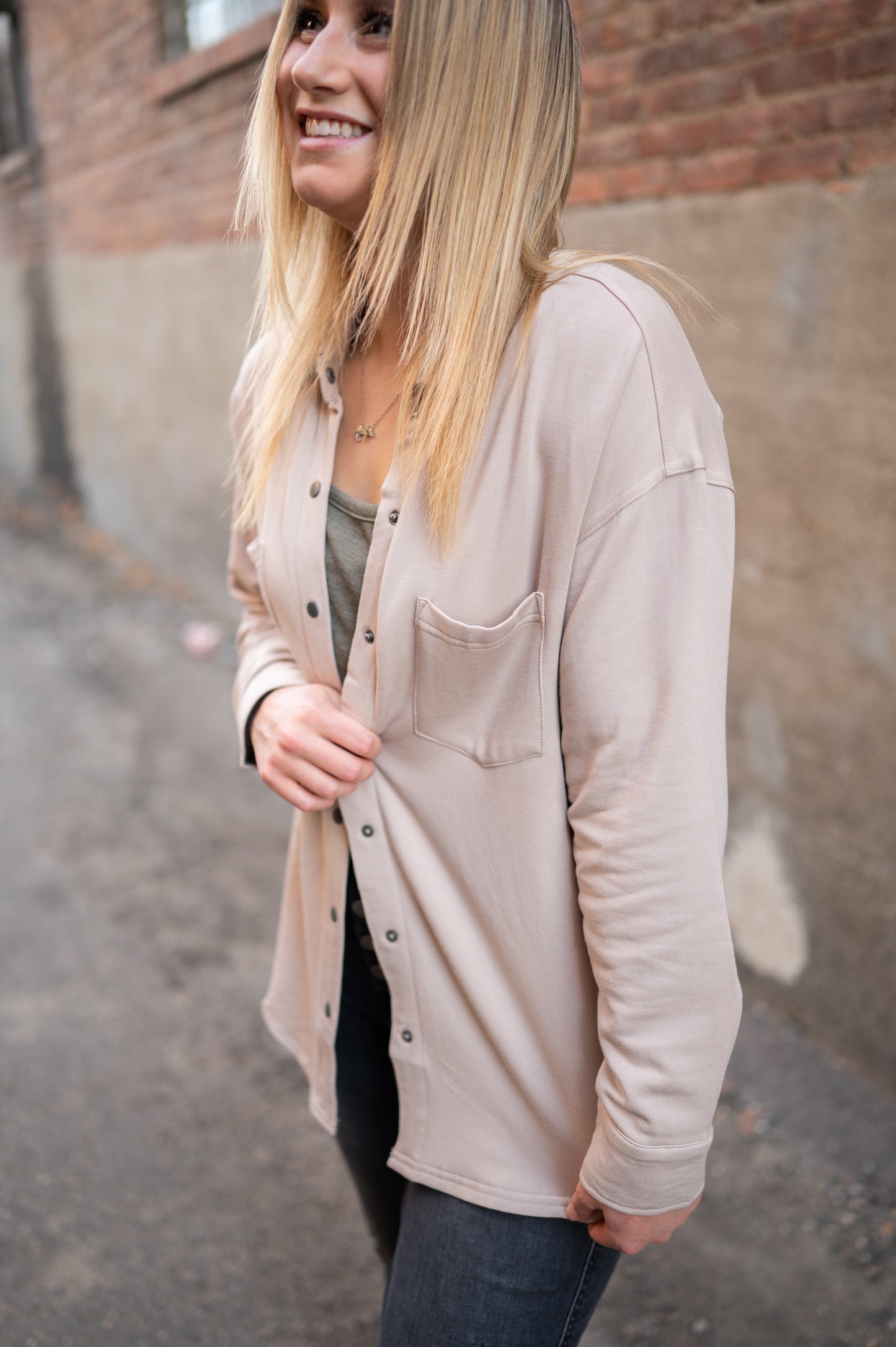 WFH Modal Shirt Jacket - Feather Taupe