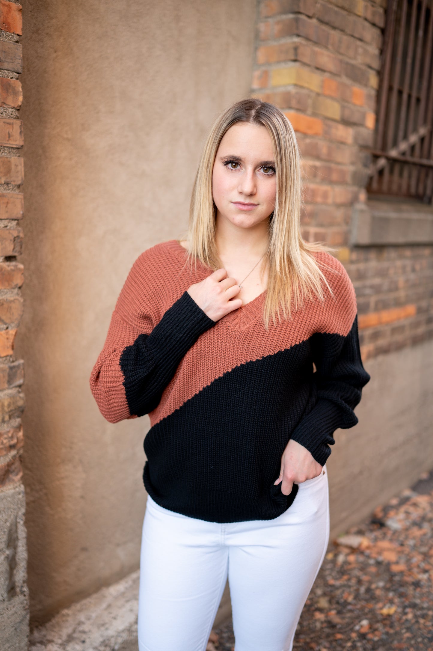 Rust Colorblock Sweater