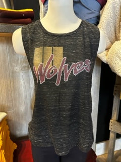 Wolves Flowy Muscle Tank -  Black Marble