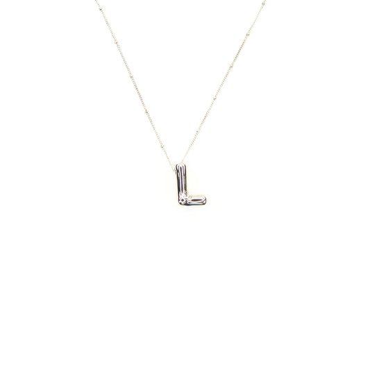 Initial Balloon Bubble Silver Necklace: L
