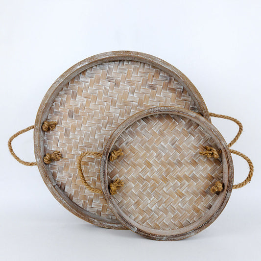 Bamboo Round Trays, Set of 2