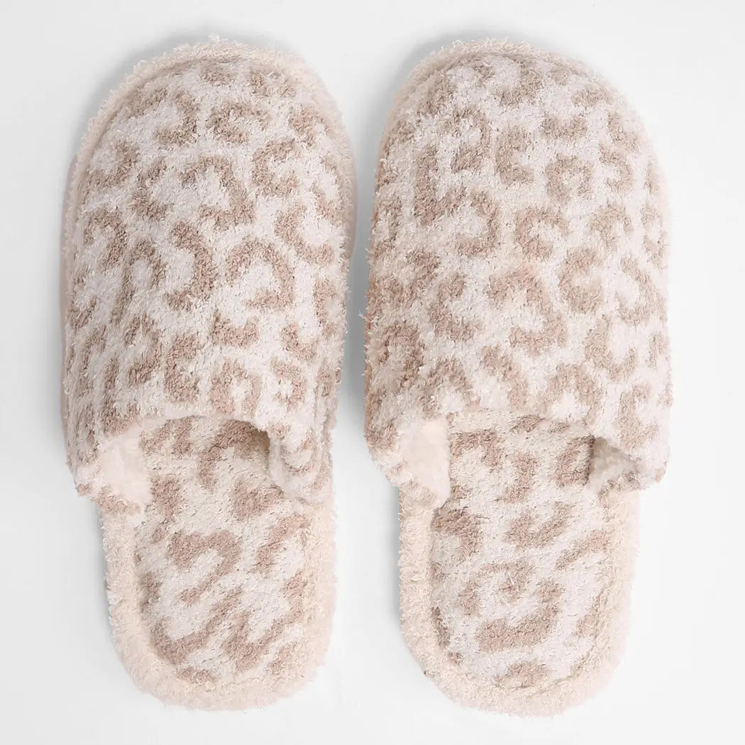 Winter Luxury Soft Leopard Pattern Slipper  - BEIGE