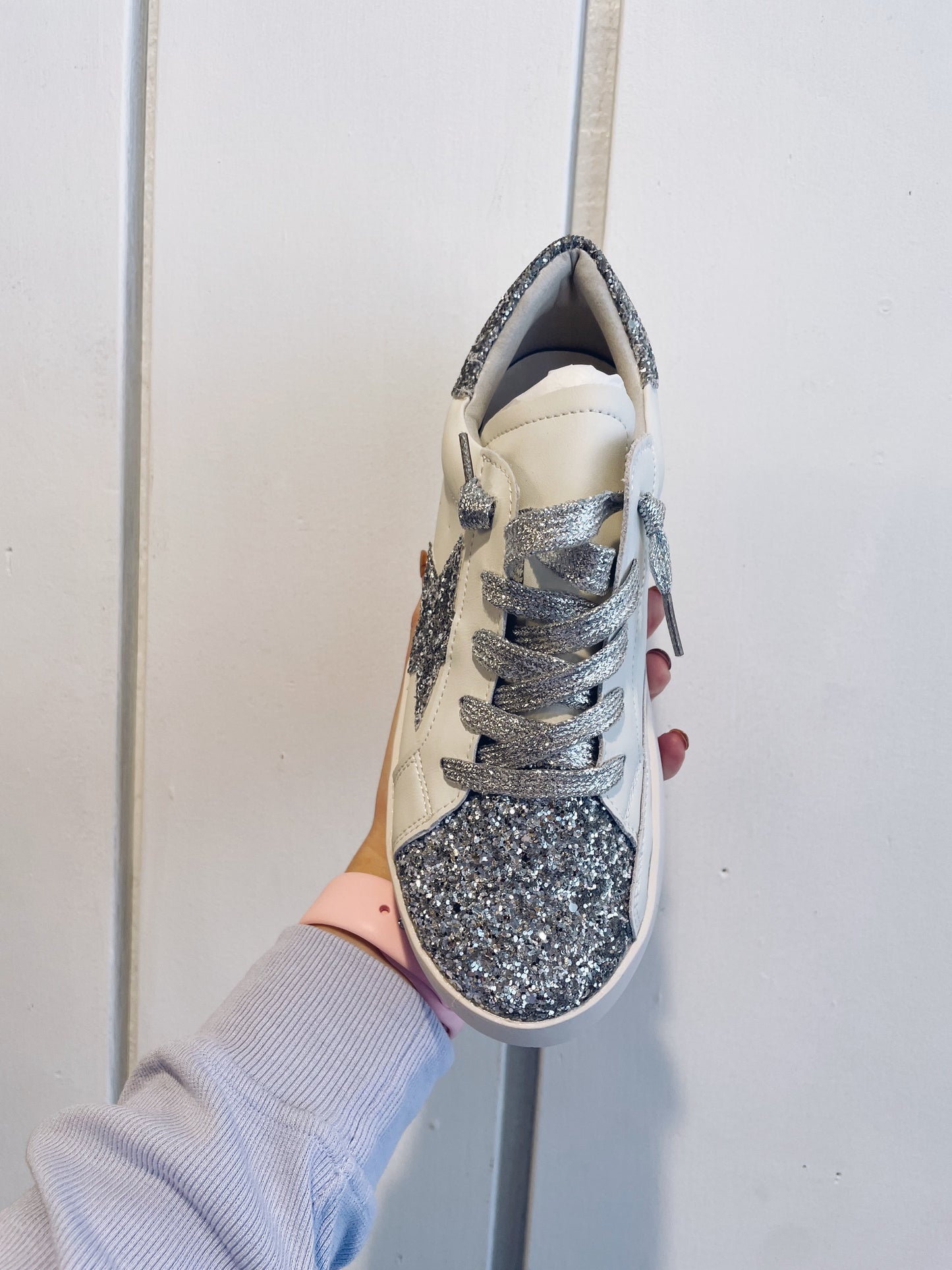 Silver Glitter Sneakers