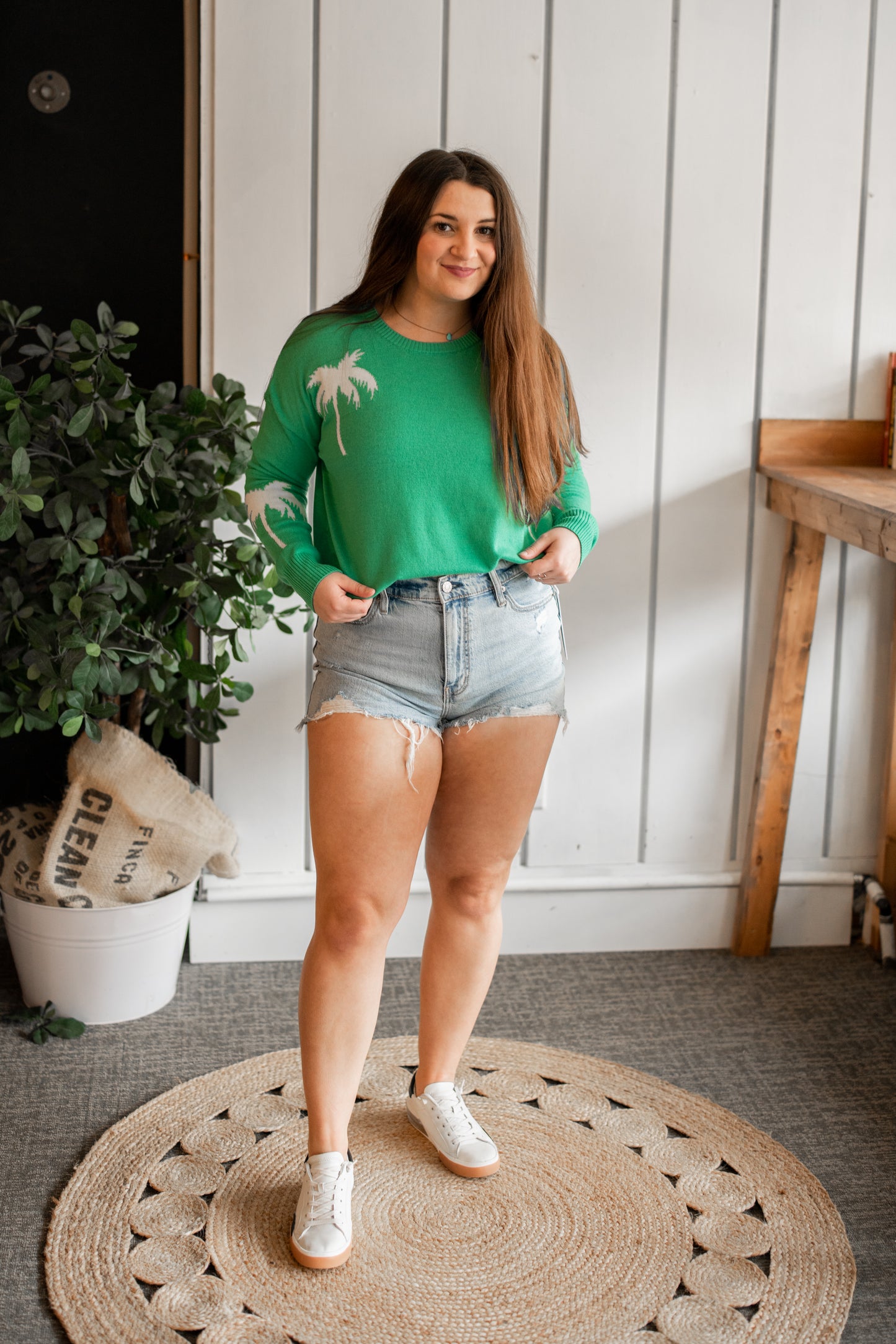 Larisa Palm Sweater - Green