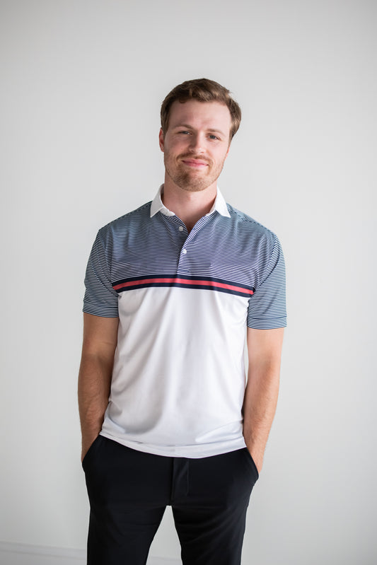 Clubhouse Polo - Navy Red Stripe