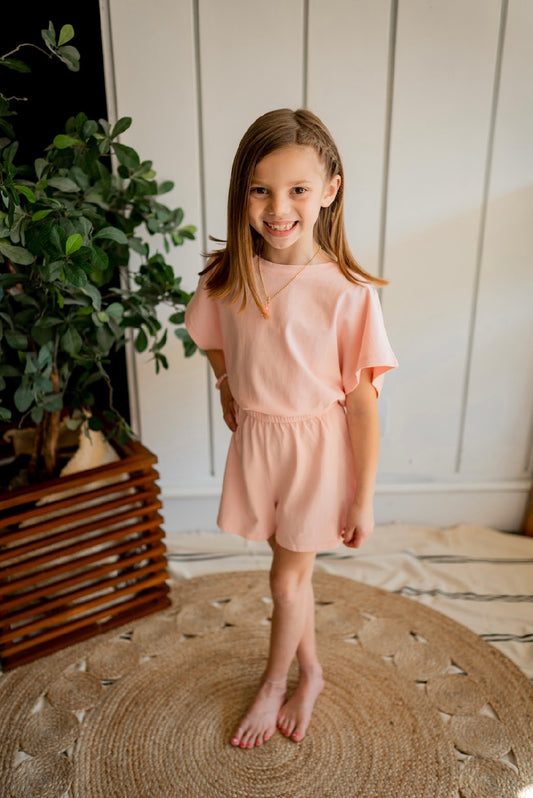 Girls Kelby Romper - Silver Pink