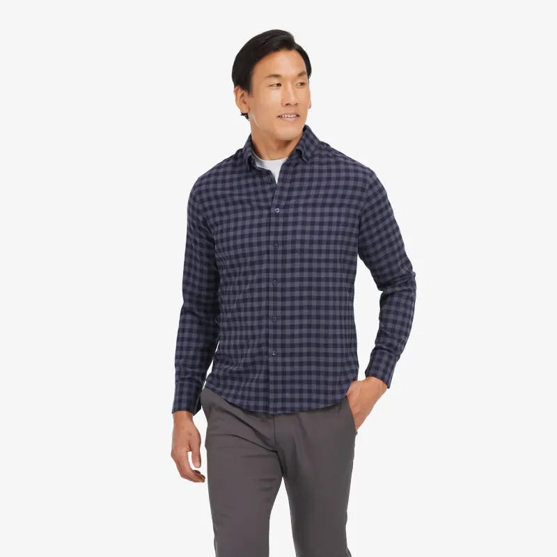 City Flannel - Navy+Gray Gingham
