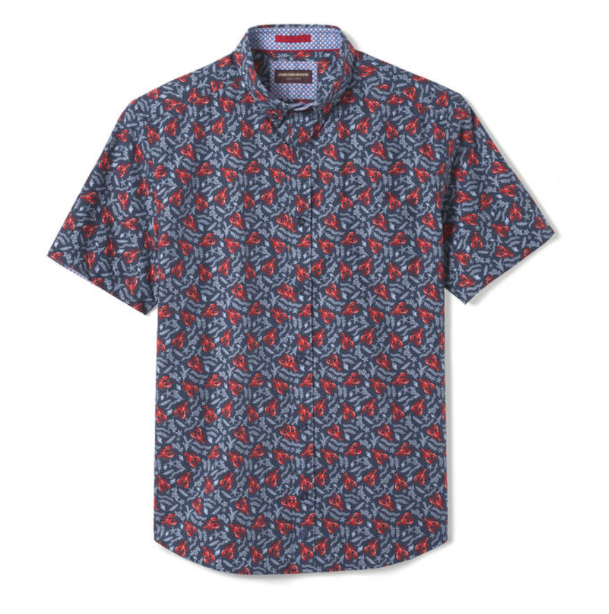 Cotton SS Button Up - Navy Lobster