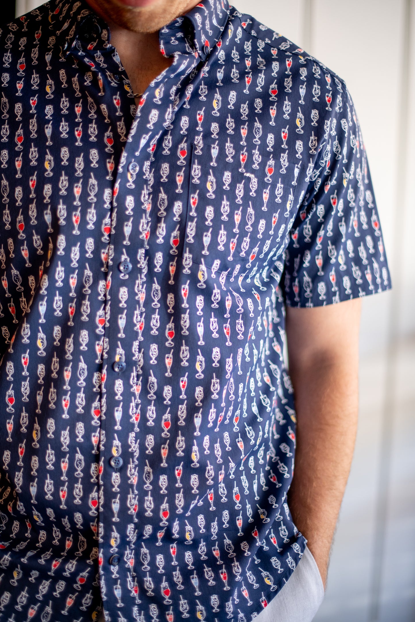 XC4 SS Button Up - Navy Drinks
