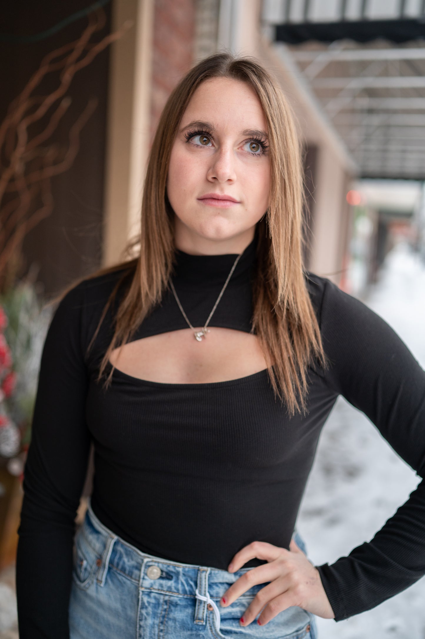 Pandora Rib Cut Out Top - Black