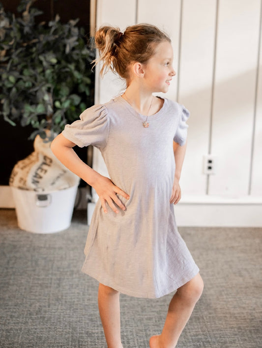 Girls Indi Slub Dress - Lavender Ash