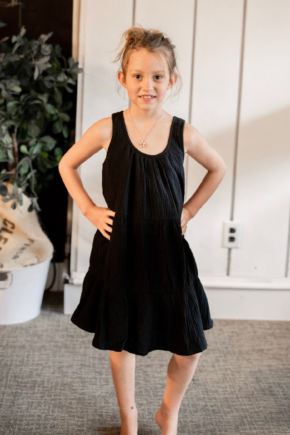 Girls Gauze Dress - Black