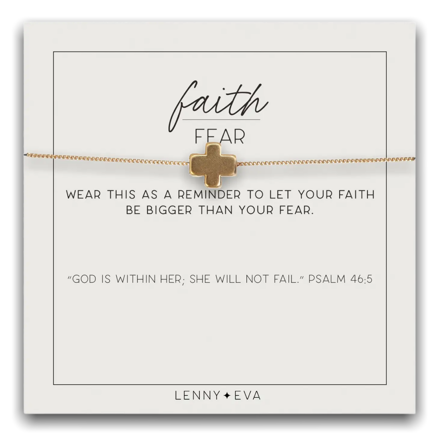 Faith Over Fear Cross Necklace - Gold